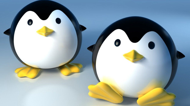 Penguins standing table blue white free wallpaper for desktop - medium preview image