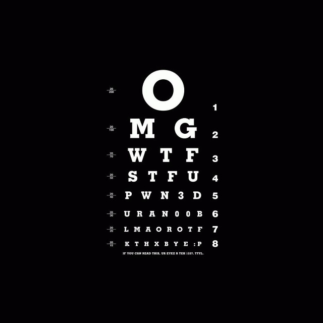 Eye chart black background white free wallpaper for tablet - medium preview image