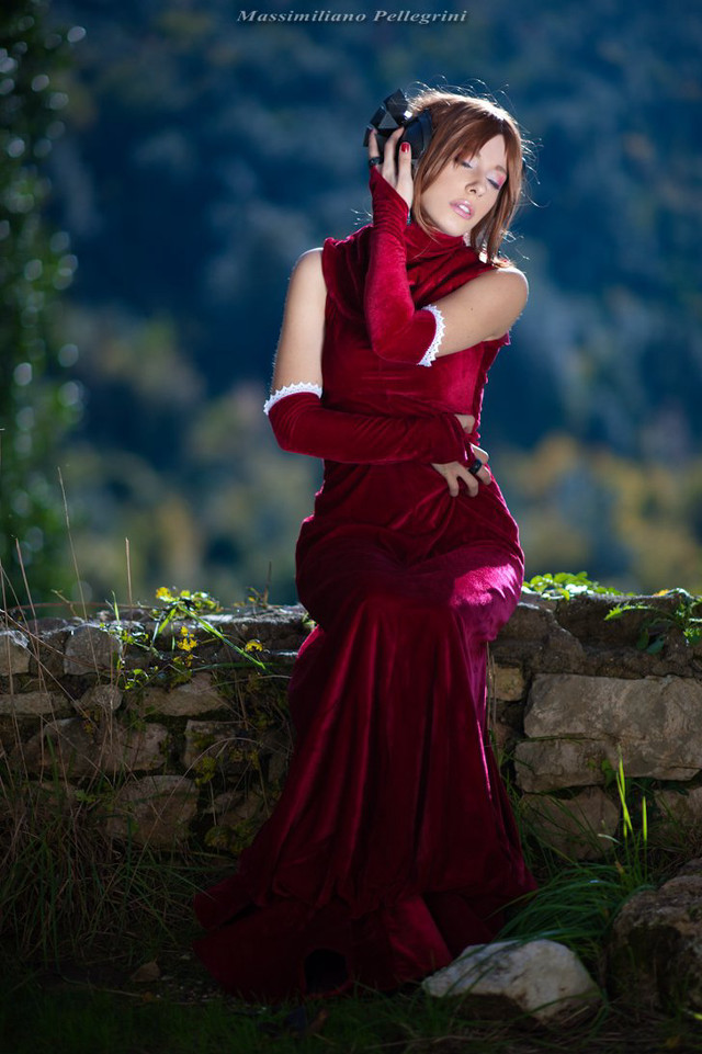 Woman red dress posing hands #3 free wallpaper for mobile - medium preview image