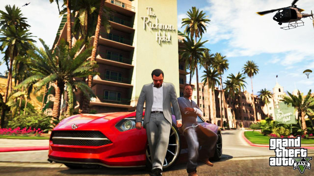 Man suit sunglasses red car free wallpaper for desktop - medium preview image