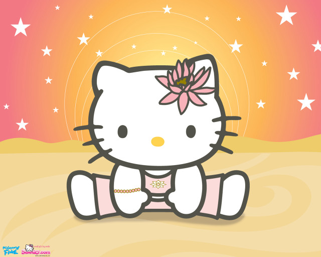 Hello kitty beach flower hair free wallpaper for desktop - medium preview image