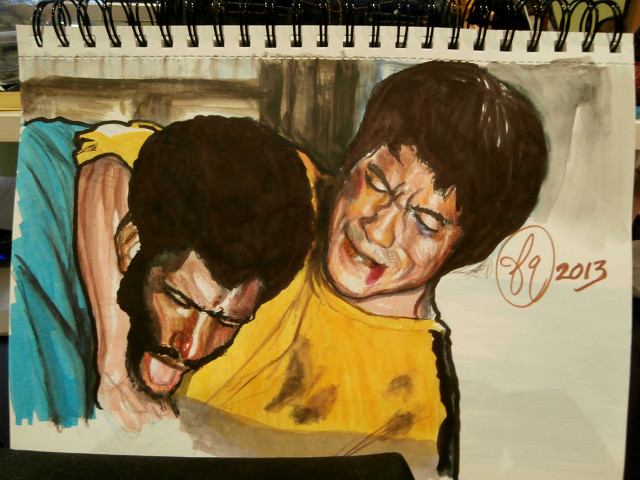 Drawing two people yellow shirt free wallpaper for desktop - medium preview image