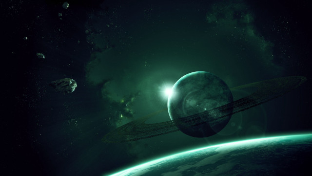 Space scene planet satellites sky free wallpaper for desktop - medium preview image