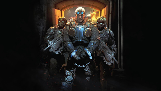 Men armor doorway guns helmet free wallpaper for desktop - medium preview image