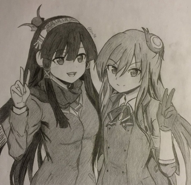 Anime girls long hair friendship free wallpaper for tablet - medium preview image