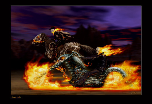 Man motorcycle fire trail night free wallpaper for desktop - medium preview image