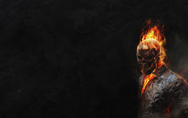 Man fire face black background free wallpaper for desktop - medium preview image