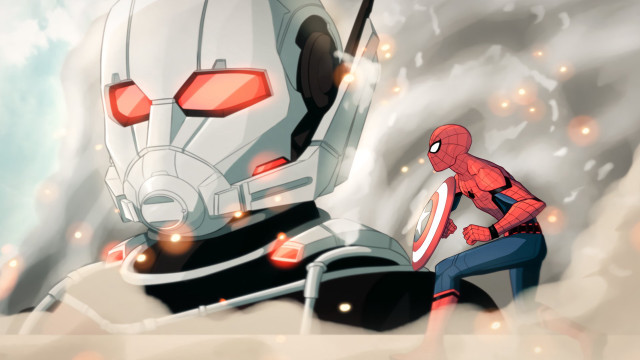 Spider man robot cartoon sky free wallpaper for desktop - medium preview image