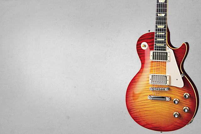 Red guitar yellow neck baroque free wallpaper for desktop - medium preview image