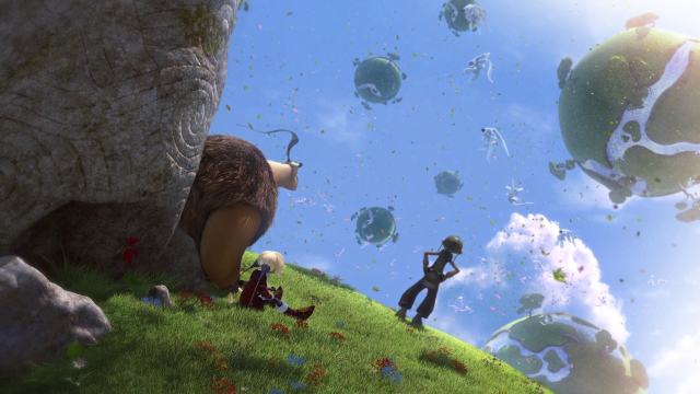 Cartoon man woman hill giant free wallpaper for desktop - medium preview image