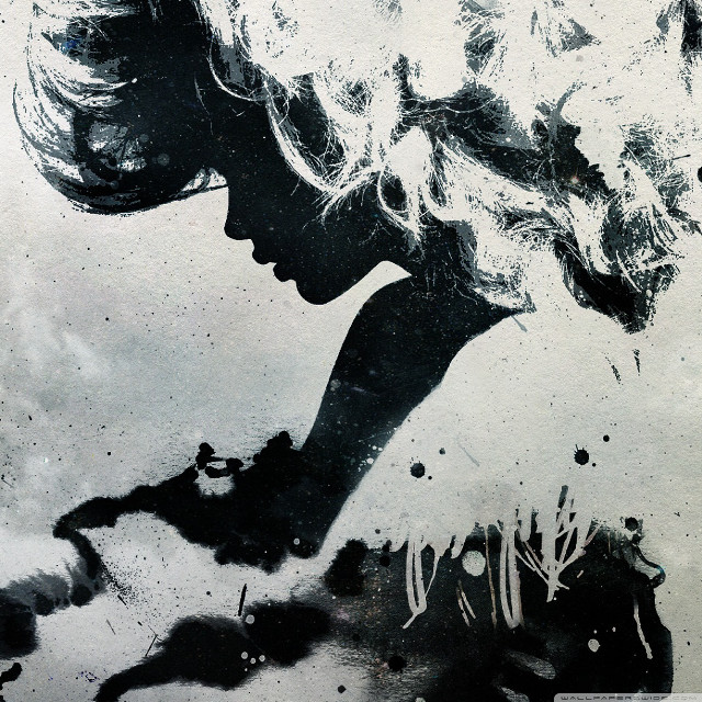 Woman large haircut black white free wallpaper for tablet - medium preview image