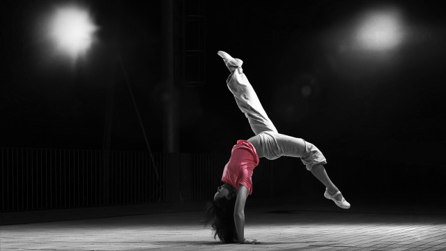 Handstand brick floor dark room #2 free wallpaper for desktop - medium preview image
