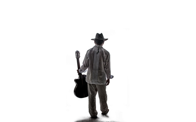 Man guitar shadows white background free wallpaper for desktop - medium preview image