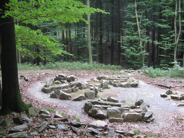 Circle rocks forest trees path free wallpaper for desktop - medium preview image