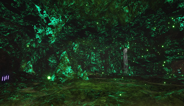 Green forest fireflies waterfall nature free wallpaper for desktop - medium preview image