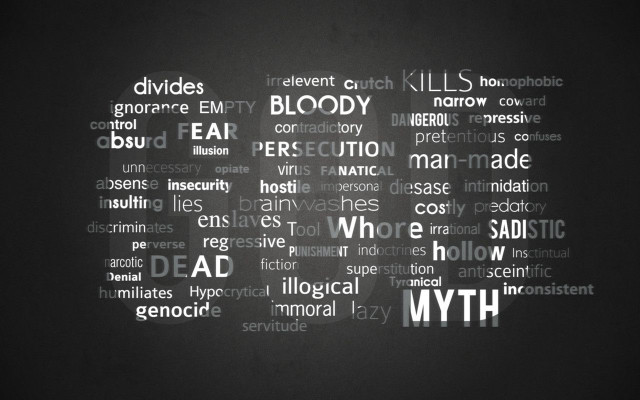 Myth wordcloud blackwhite darkroom abstract free wallpaper for desktop - medium preview image