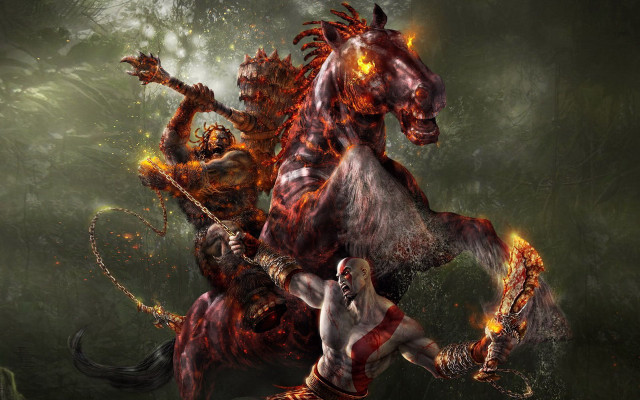 Man riding horse demon forest free wallpaper for desktop - medium preview image
