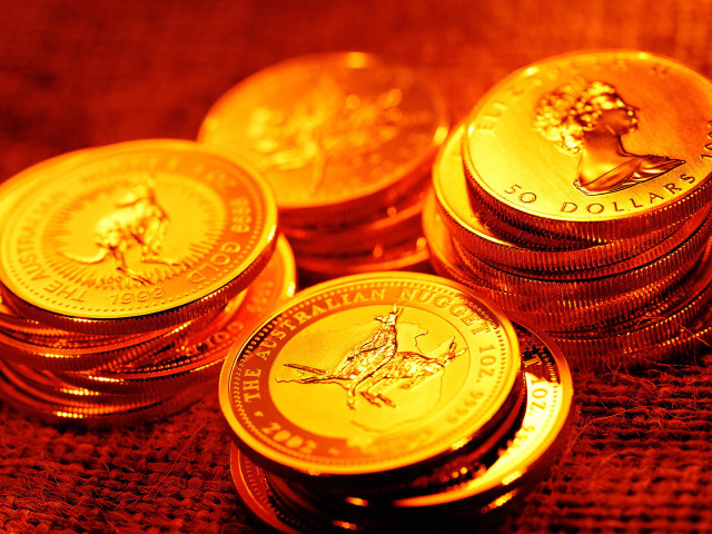 Gold coins table cellphone coffee free wallpaper for desktop - medium preview image