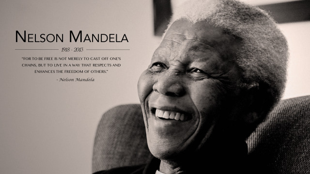 Nelson mandela smiling black white free wallpaper for desktop - medium preview image