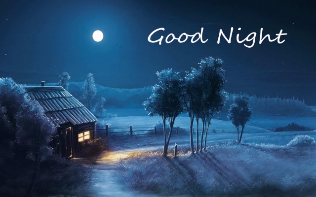 Cabin woods night good night free wallpaper for desktop - medium preview image
