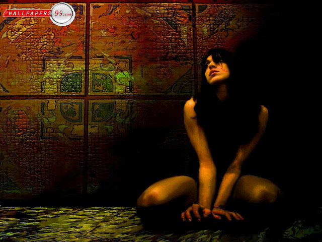 Woman sitting floor dark room #3 free wallpaper for desktop - medium preview image