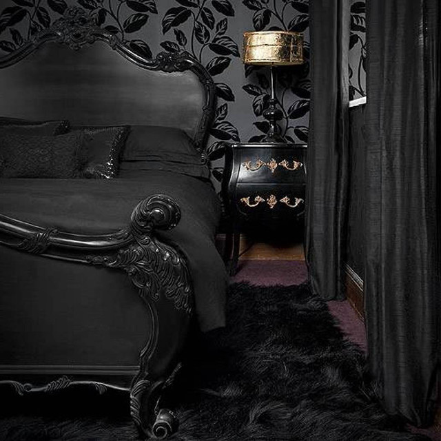 Gothic bedroom black bed gold free wallpaper for tablet - medium preview image