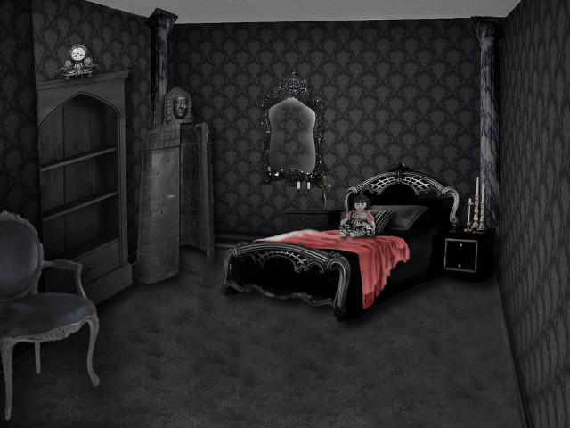 Gothic bedroom bed dresser mirror free wallpaper for desktop - medium preview image