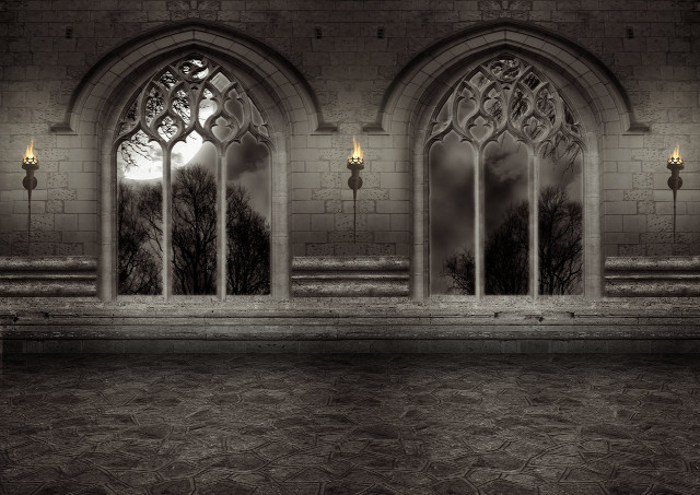 Gothic room three windows stone free wallpaper for desktop - medium preview image