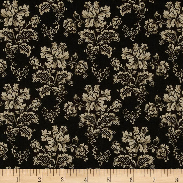 Black white floral print fabric free wallpaper for tablet - medium preview image