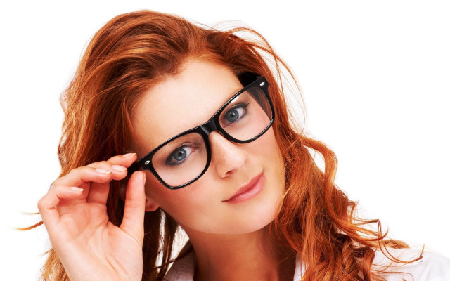 Woman glasses white shirt posing free wallpaper for desktop - medium preview image