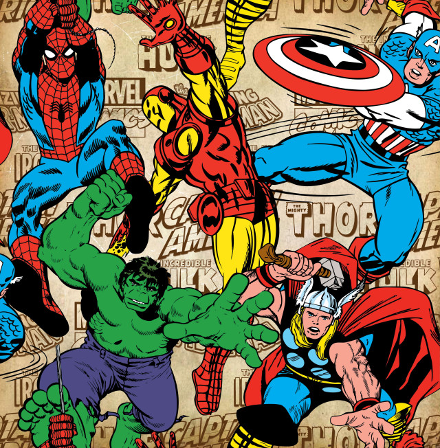 Avengers spider man cartoon grungy free wallpaper for tablet - medium preview image