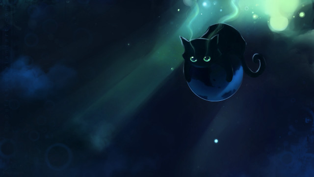 Black cat glowing eyes sky free wallpaper for desktop - medium preview image