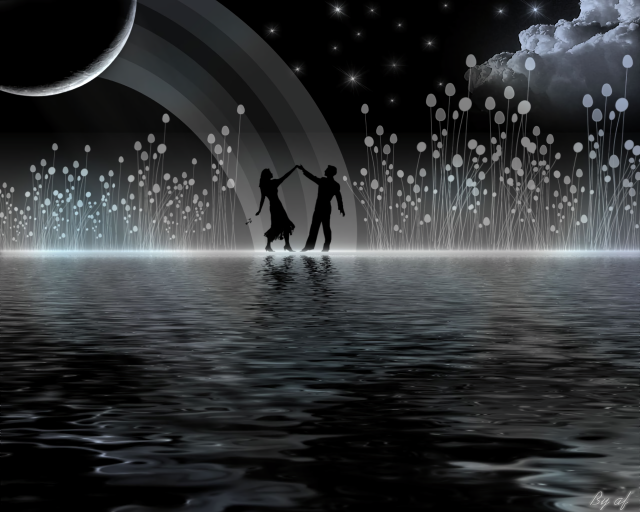 Couple dancing water rainbow stars free wallpaper for desktop - medium preview image