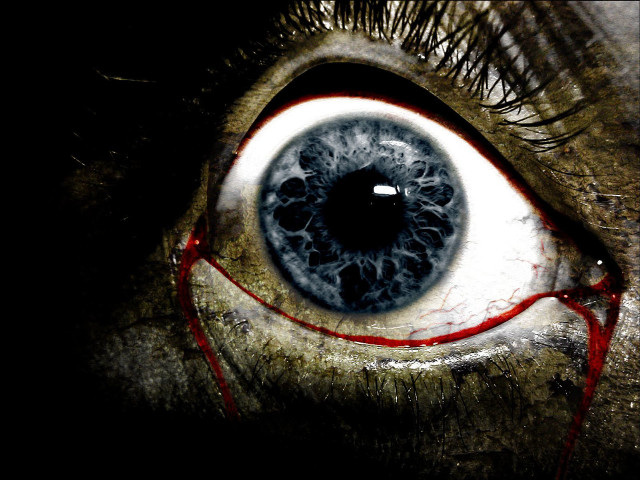 Close up eye blood drip free wallpaper for desktop - medium preview image