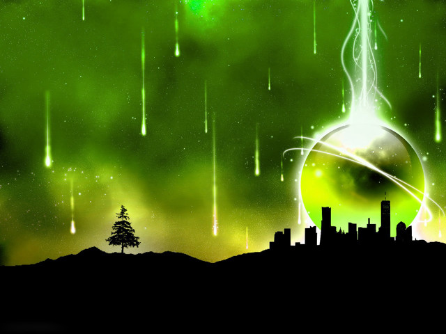 City space aurora moon fireworks free wallpaper for desktop - medium preview image