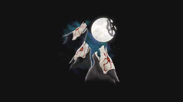 Wolves moonlight full moon sky free wallpaper for desktop - medium preview image