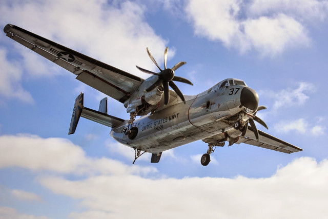 Propeller plane flying cloudy blue free wallpaper for desktop - medium preview image