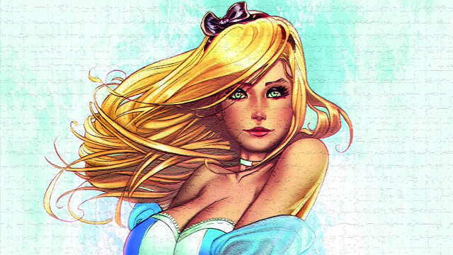 Woman blonde hair bow drawing free wallpaper for desktop - medium preview image
