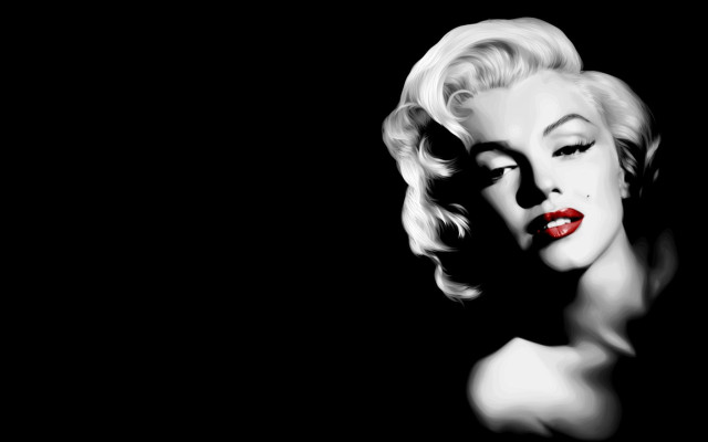Black white woman red lipstick free wallpaper for desktop - medium preview image