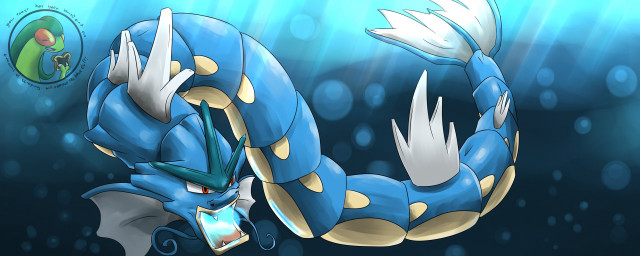 Blue yellow pokemon floating water free wallpaper for desktop - medium preview image