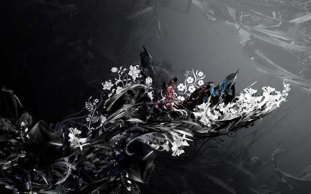 Black white flower arrangement butterfly free wallpaper for desktop - medium preview image
