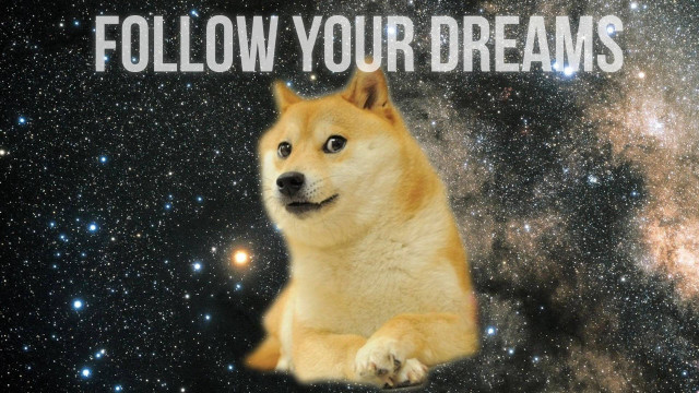 Doge galaxy follow your dreams free wallpaper for desktop - medium preview image