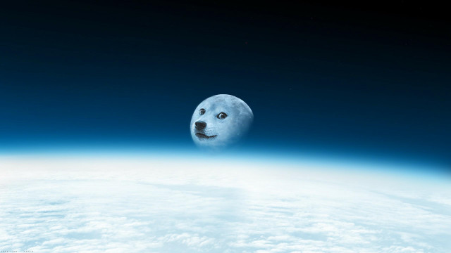 Dog floating sky earth surface free wallpaper for desktop - medium preview image