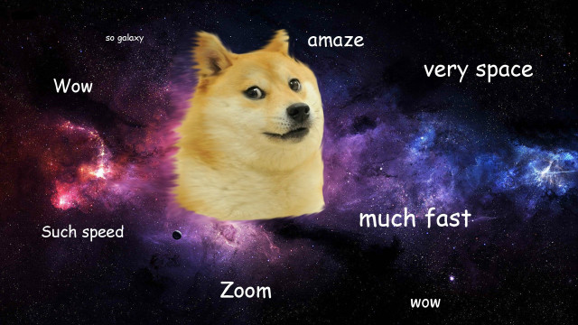 Doge space stars caption 1970s free wallpaper for desktop - medium preview image