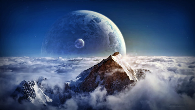 Mountain satellite moon sky above free wallpaper for desktop - medium preview image