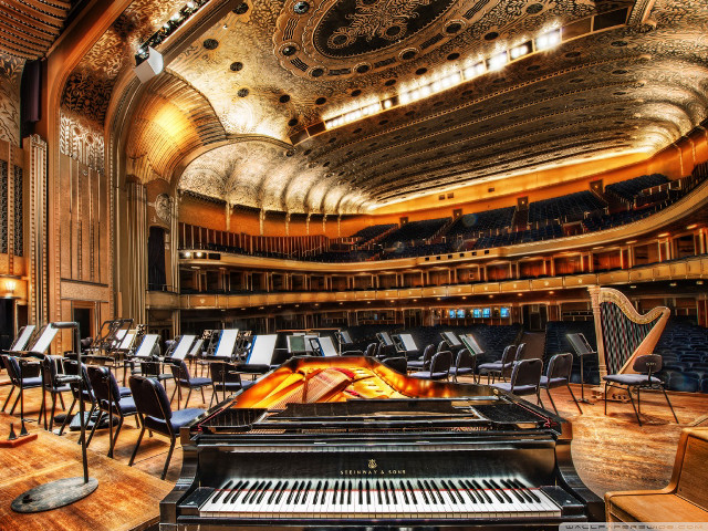 Piano stools room stage chandelier free wallpaper for desktop - medium preview image