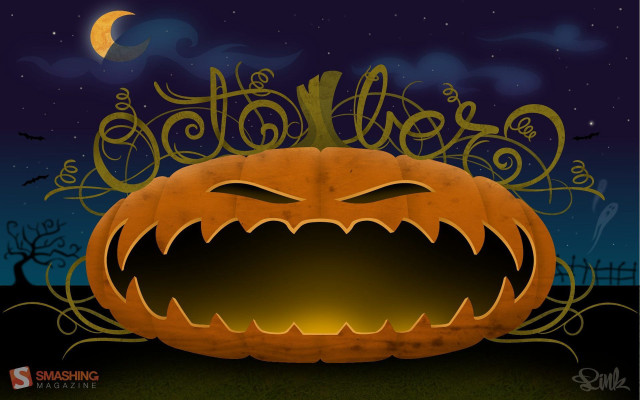 Pumpkin scary face halloween full free wallpaper for desktop - medium preview image