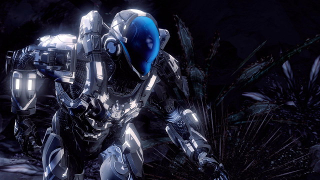 Futuristic robot dark forest light free wallpaper for desktop - medium preview image