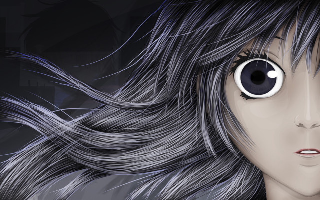 Sad yandere manga blackhair closeup free wallpaper for desktop - medium preview image