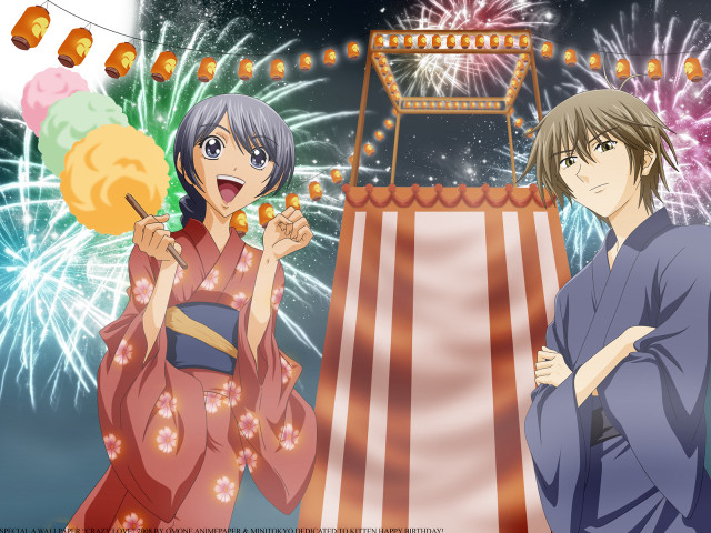 Anime characters stage fireworks curtain free wallpaper for desktop - medium preview image